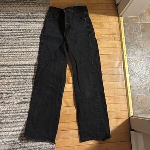 Zara High Rise Wide Leg Black Jeans